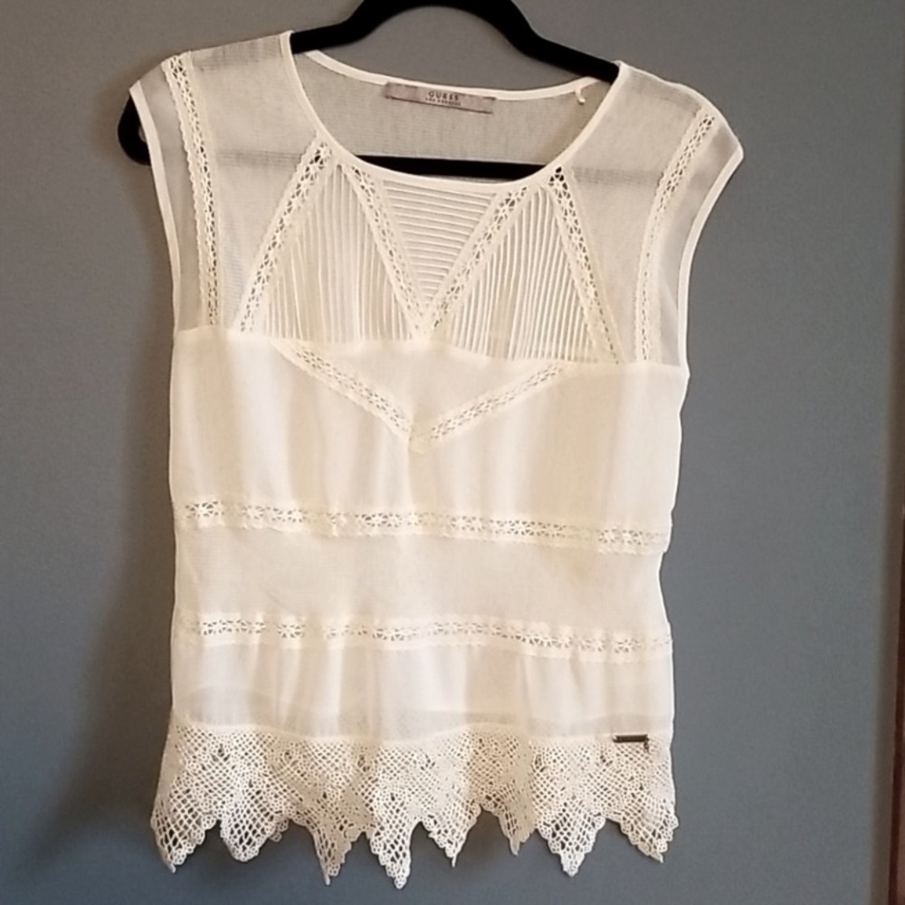 Guess Sheer Top in Cream